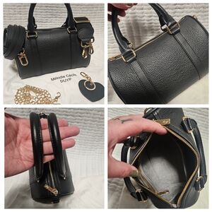 Chic Black Crossbody Bag with Gold Accents